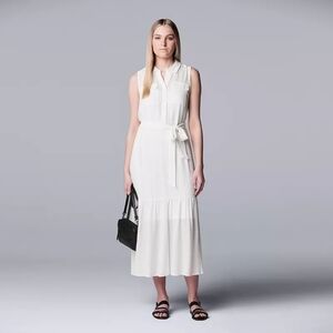 Simply Vera Vera Wang Belted Tiered Dress White XL